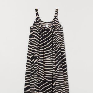 H&M Long Ruffled Zebra Print Midi Dress